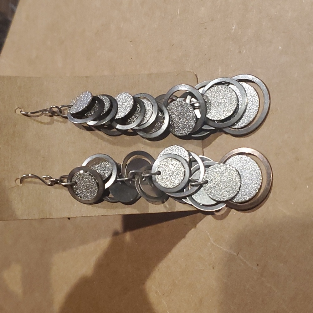 Circular Disc Dangle Earrings